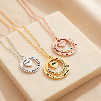 Multiple Name Necklace with Custom Birthstones