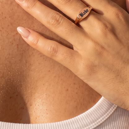Custom Name Dainty Oval Signet Ring