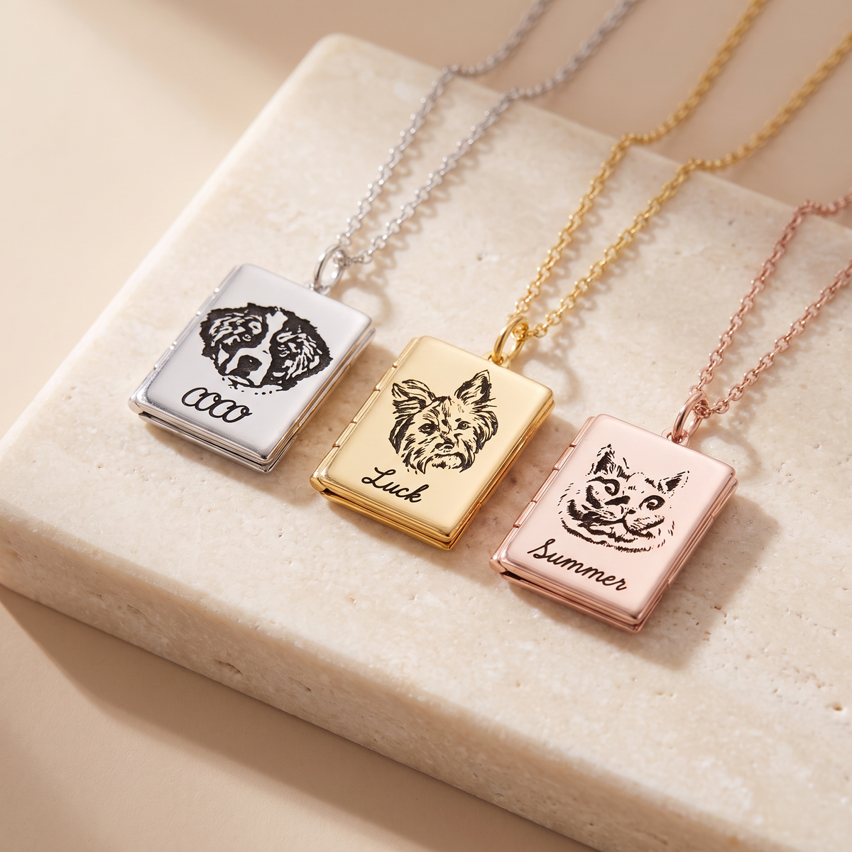 Personalized Pet Portrait Book Locket Necklace