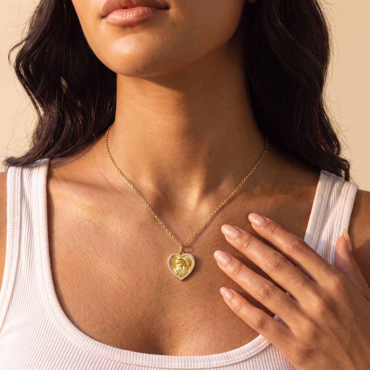 Personalized 3D Embossed Maternal Love Heart Necklace