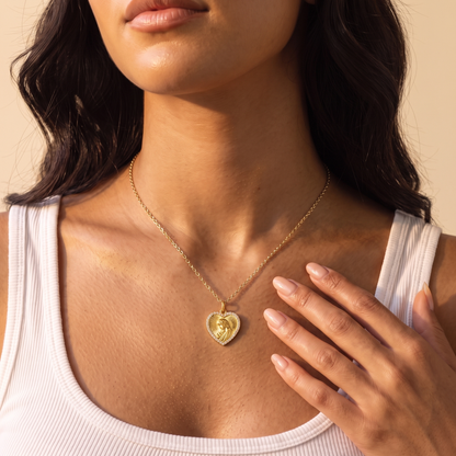 Personalized 3D Embossed Maternal Love Heart Necklace