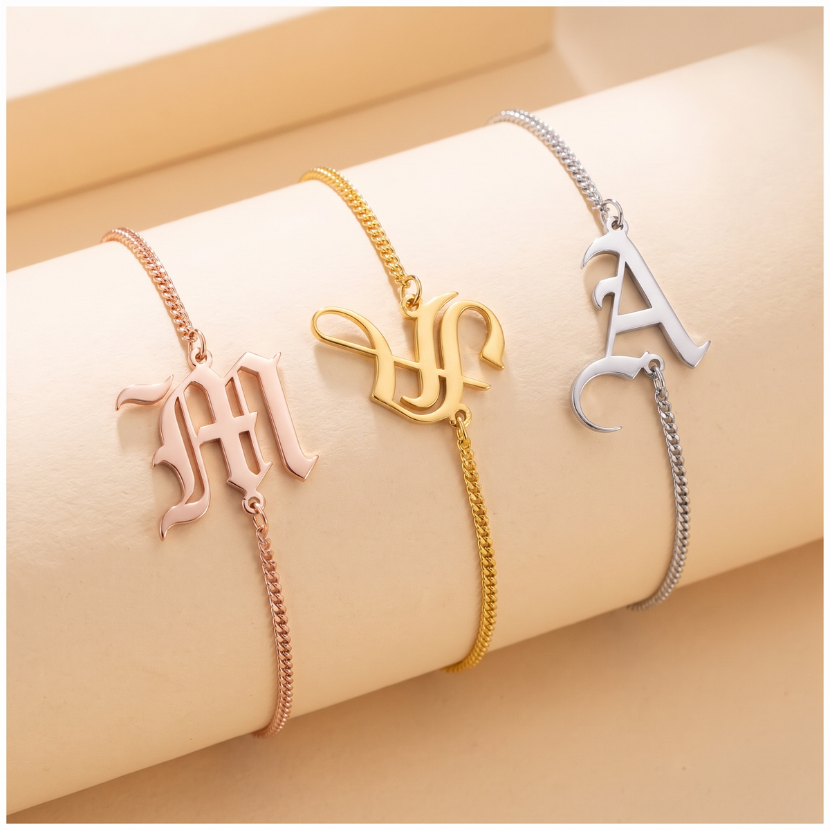Personalized Old English Initial Bracelet
