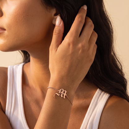 Personalized Old English Initial Bracelet