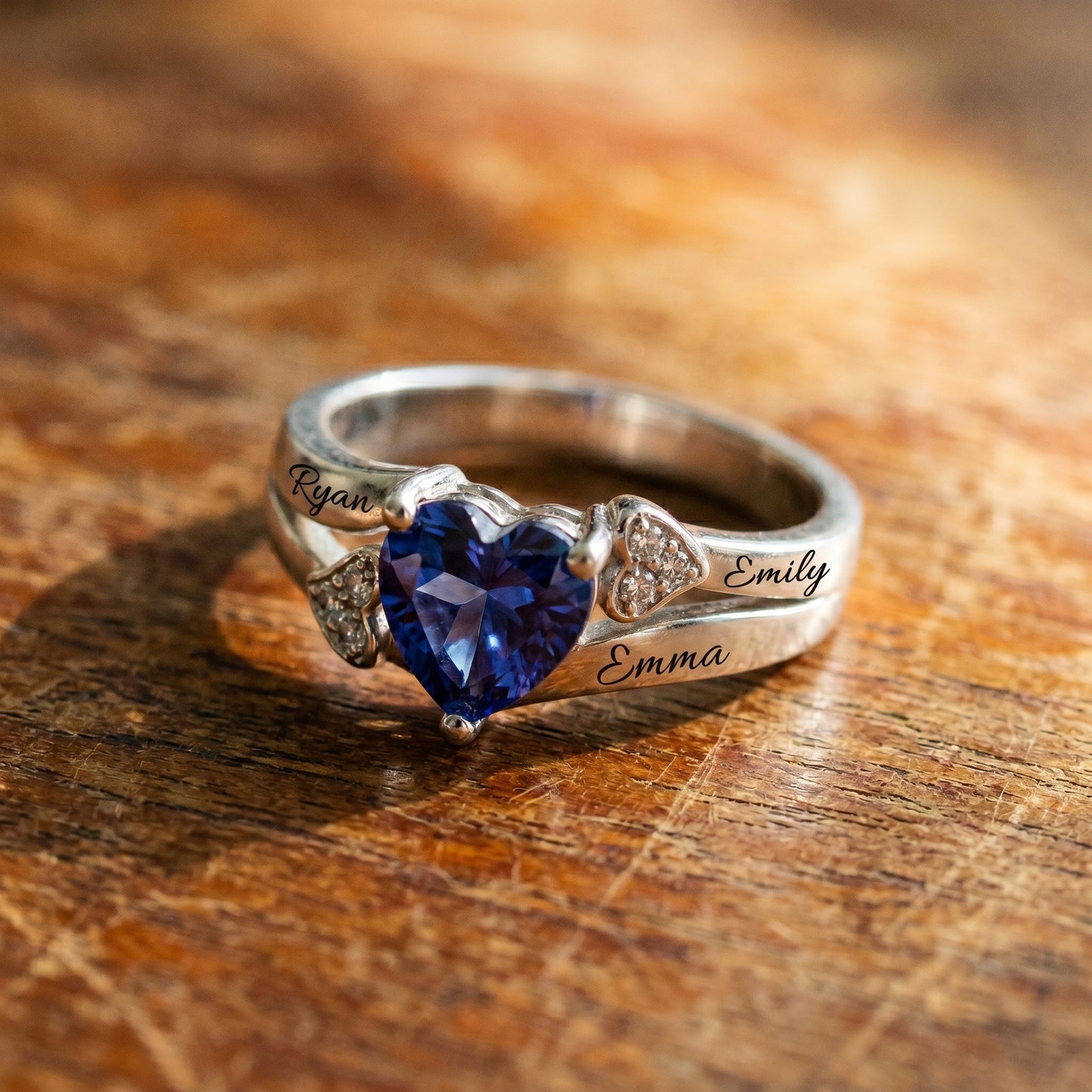 Personalized Daughter Heart Birthstone Ring