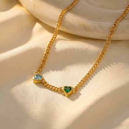 Personalized Heart Shaped Birthstones Necklace