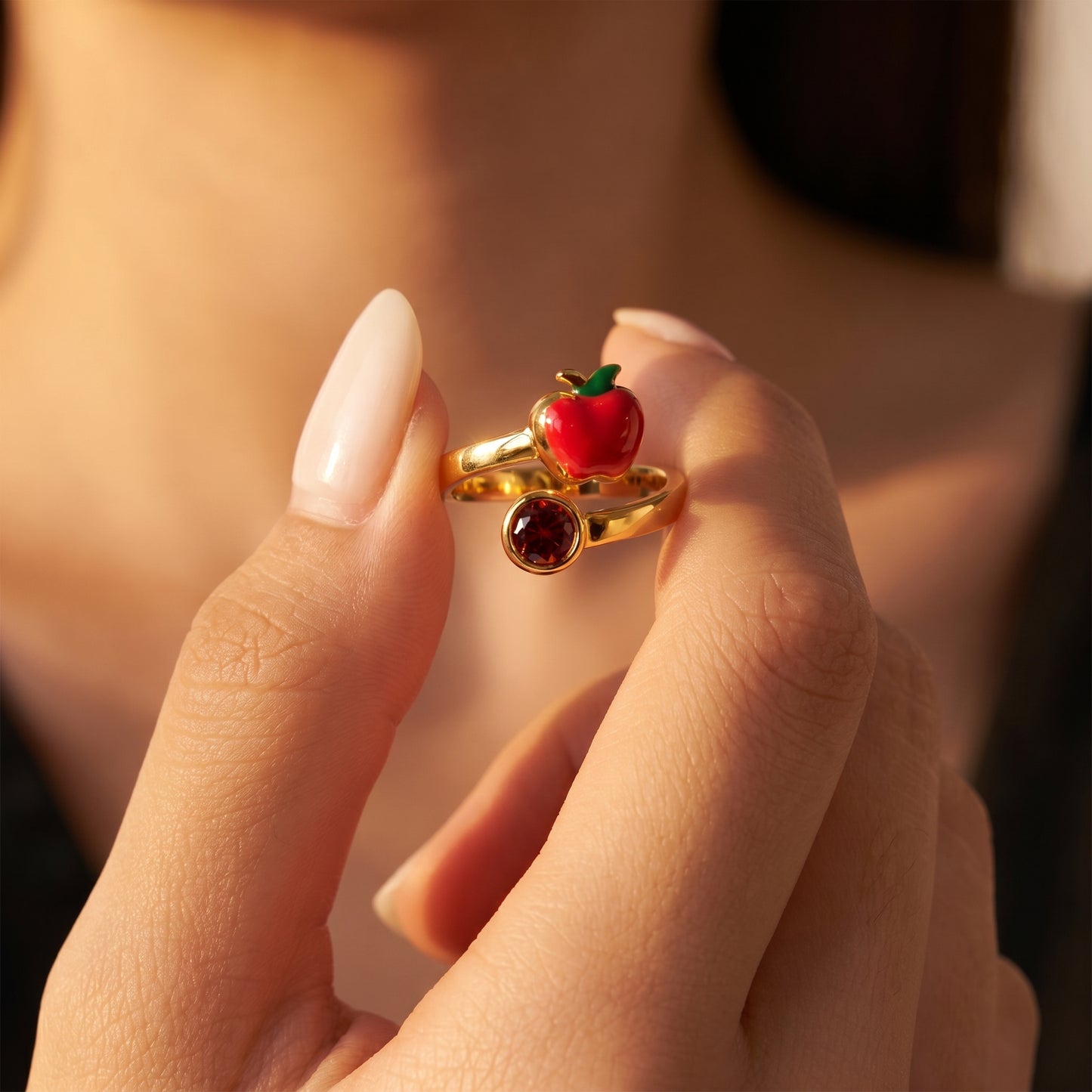 Personalized Apple Teacher's Ring with Birthstone