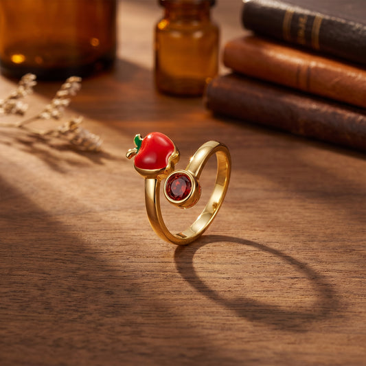 Personalized Apple Teacher's Ring with Birthstone