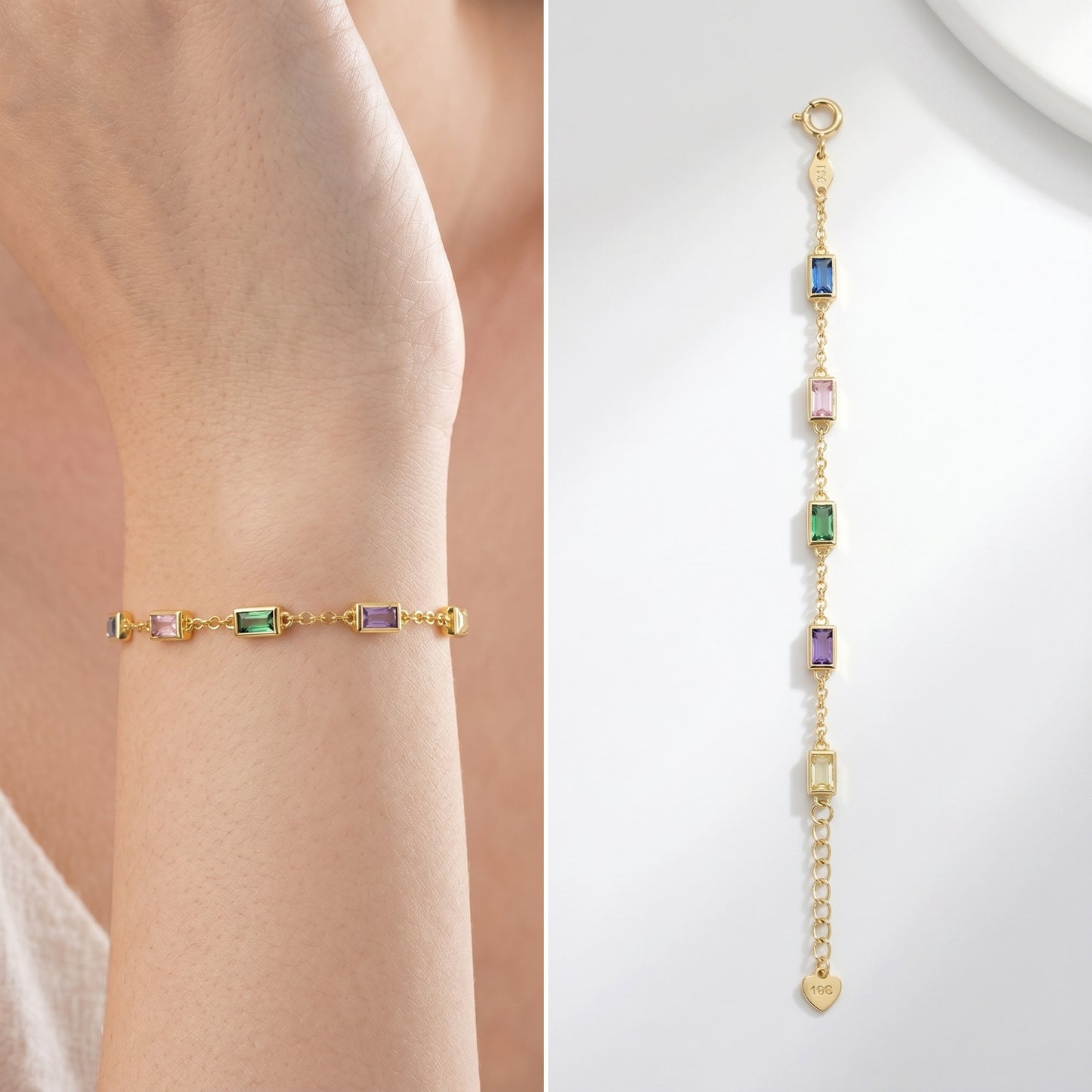 Personalized Rectangular Birthstone Bracelet