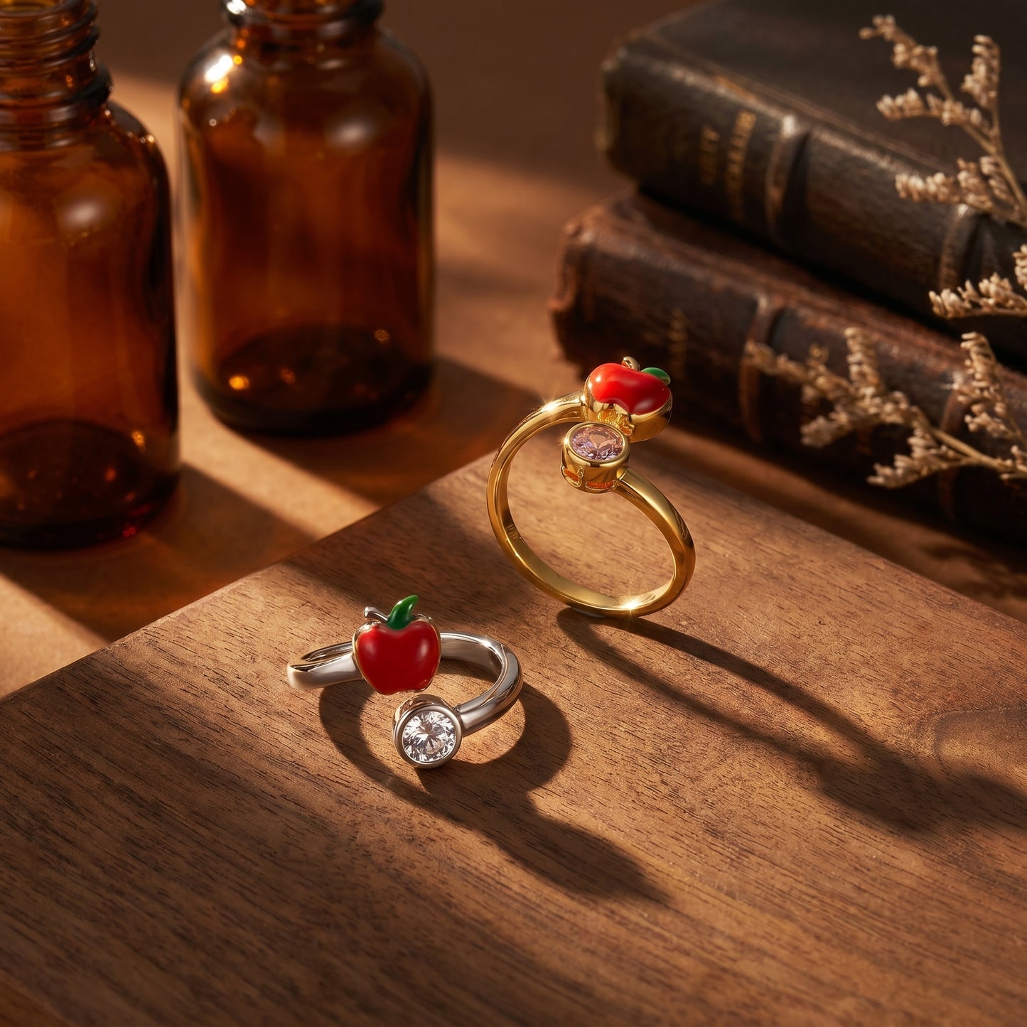 Personalized Apple Teacher's Ring with Birthstone