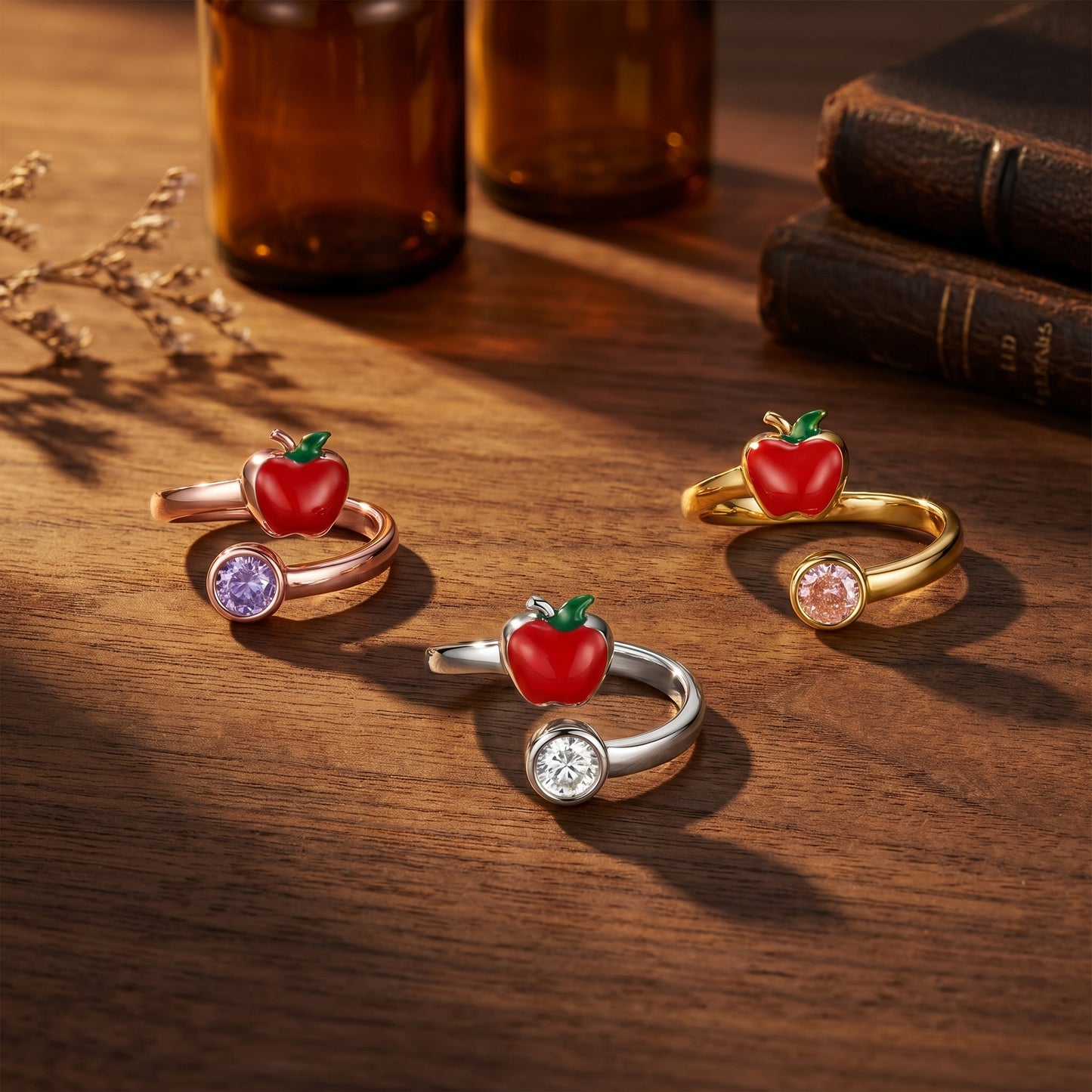 Personalized Apple Teacher's Ring with Birthstone