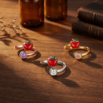 Personalized Apple Teacher's Ring with Birthstone