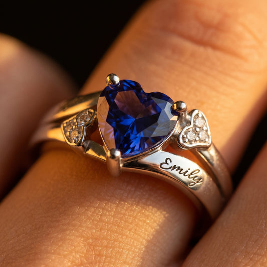 Personalized Daughter Heart Birthstone Ring