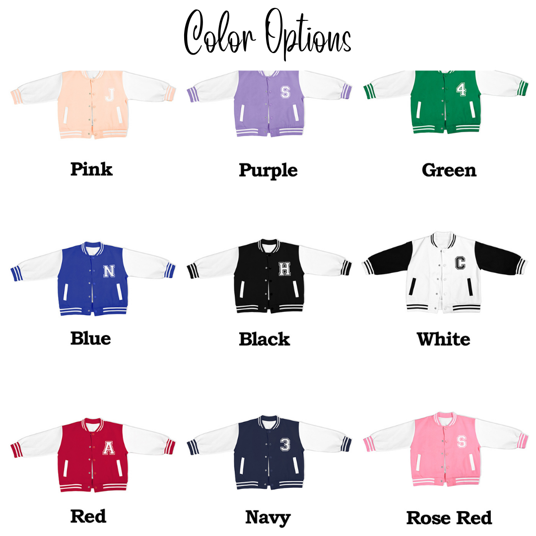 Custom Name & Initial Kids' Varsity Jacket