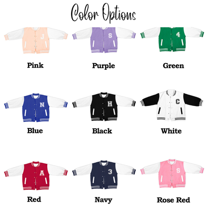 Custom Name & Initial Kids' Varsity Jacket