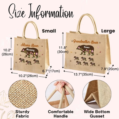 Custom Mama Bear Tote Bag with Kids' Names