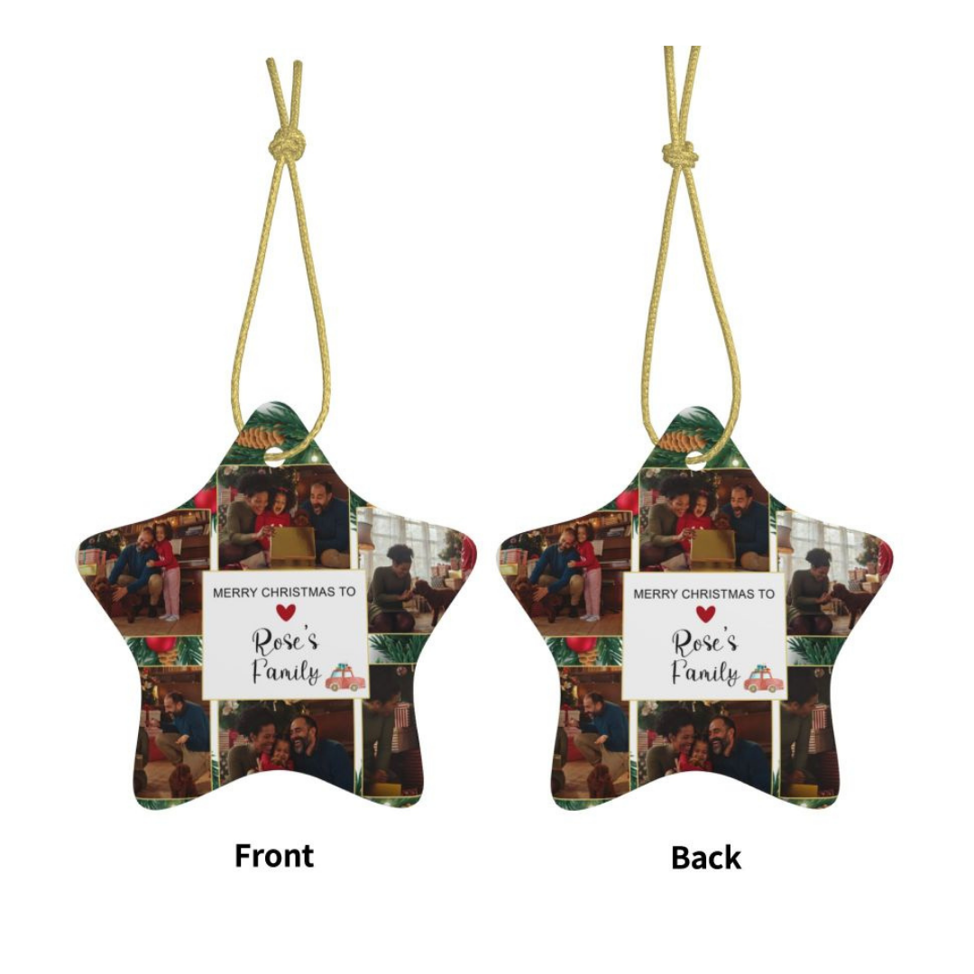 Custom Star Photo Ornament, Christmas Tree Decoration