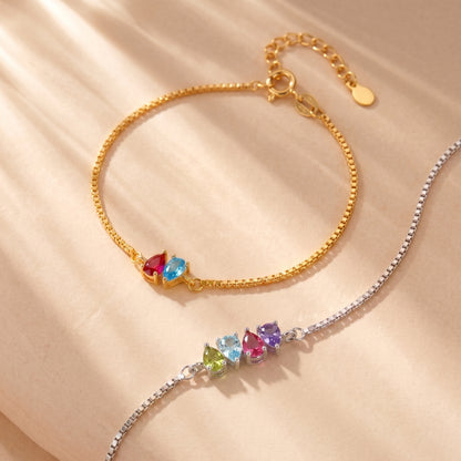Custom Family Tearshaped Birthstones Bracelet