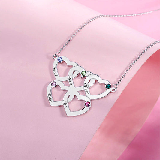 Personalized Birthstone Intertwined Hearts Necklace