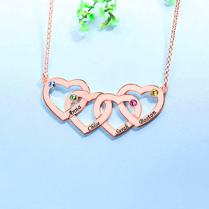 Personalized Birthstone Intertwined Hearts Necklace
