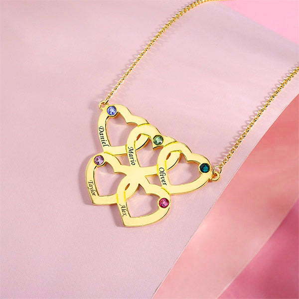 Personalized Birthstone Intertwined Hearts Necklace