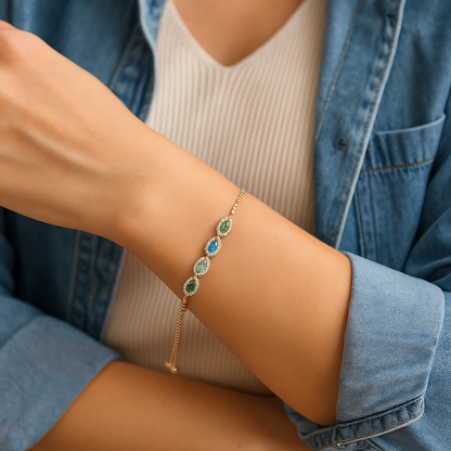 Adjustable Dropshaped Birthstones Family Bracelet