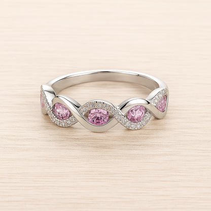 Personalized Twist Band Birthstone Ring