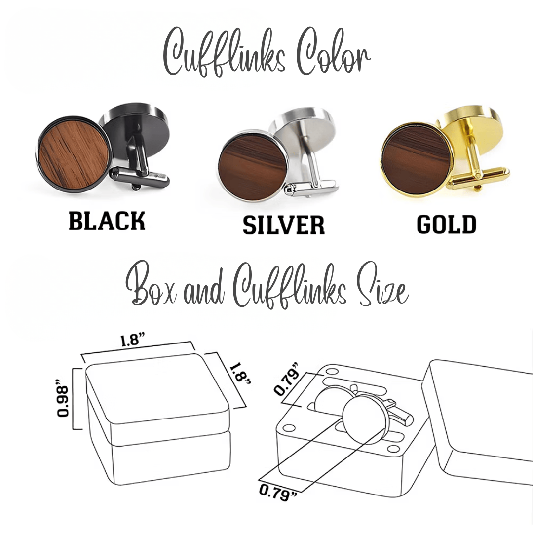 Personalized Wooden Cufflinks with Box