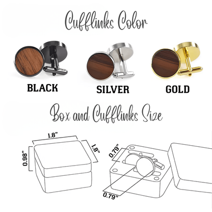 Personalized Wooden Cufflinks with Box