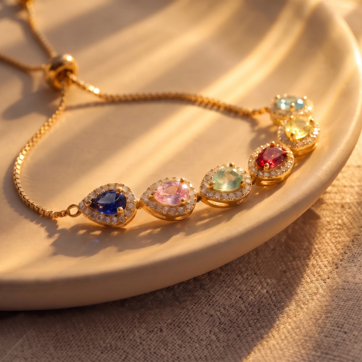 Multiple Birthstone Bracelet, Personalized Family Birthstone Bracelet