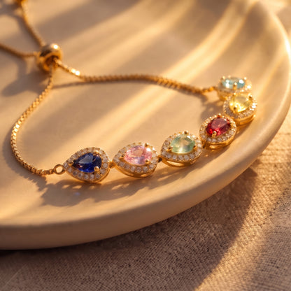 Multiple Birthstone Bracelet, Personalized Family Birthstone Bracelet