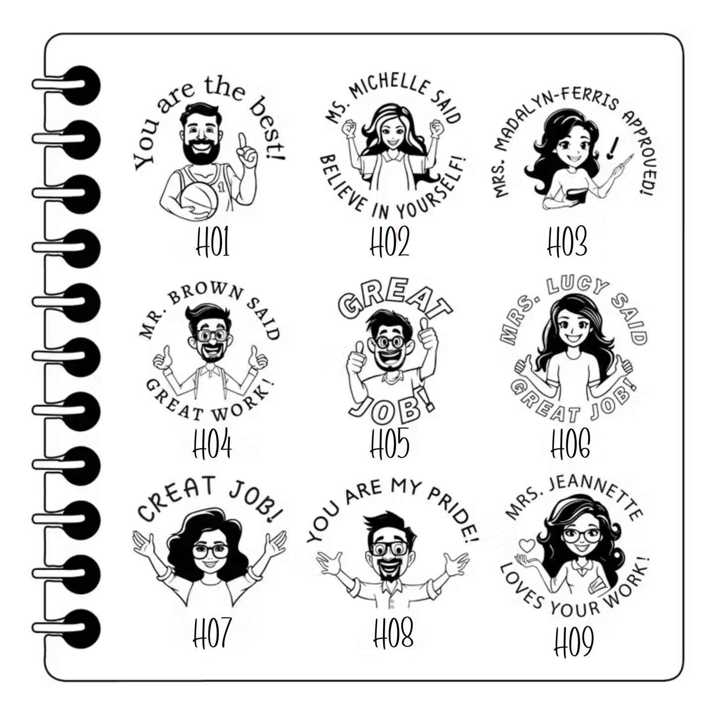 Personalized Self-Inking Teacher Avatar Stamp