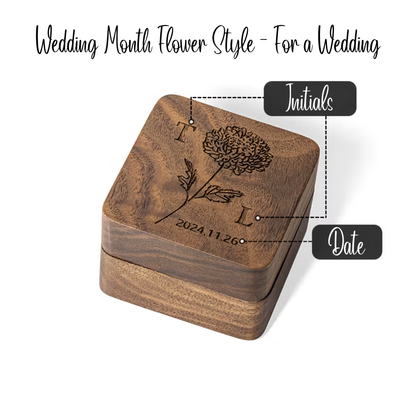 Custom Wooden Engraved Birth Flower Ring Box