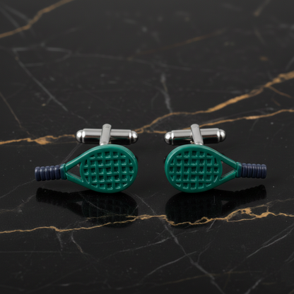 Green Tennis Racket Cufflinks