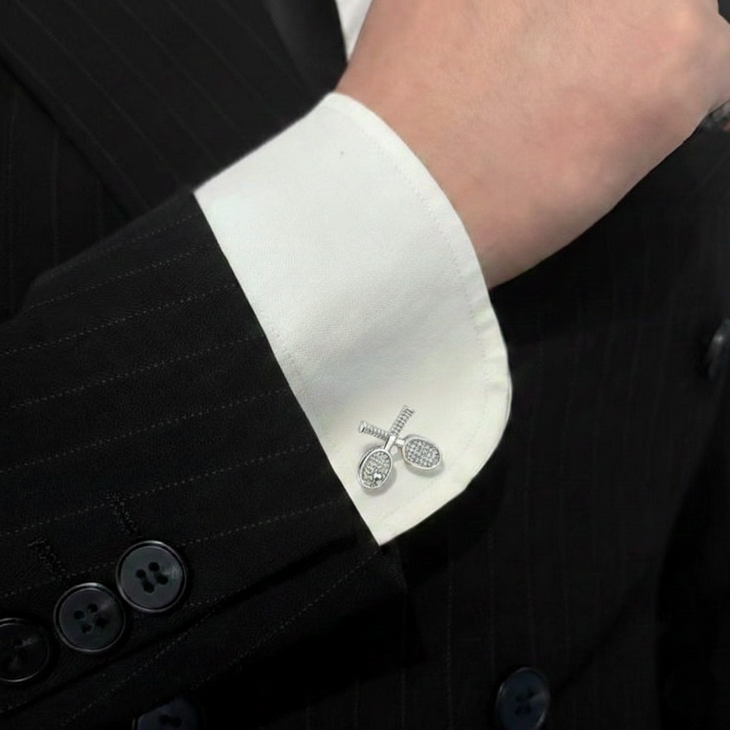 Pickleball Paddle Silver Cufflinks