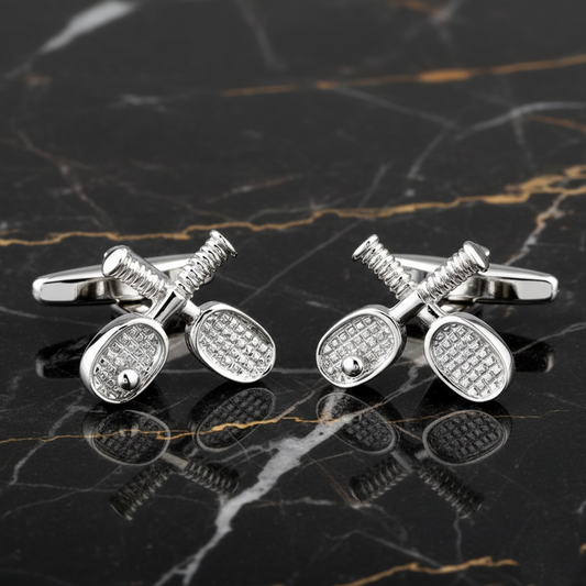 Pickleball Paddle Silver Cufflinks