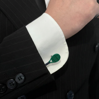 Green Tennis Racket Cufflinks