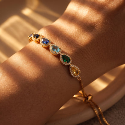Multiple Birthstone Bracelet, Personalized Family Birthstone Bracelet