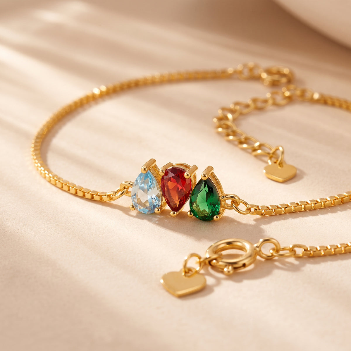 Custom Family Tearshaped Birthstones Bracelet