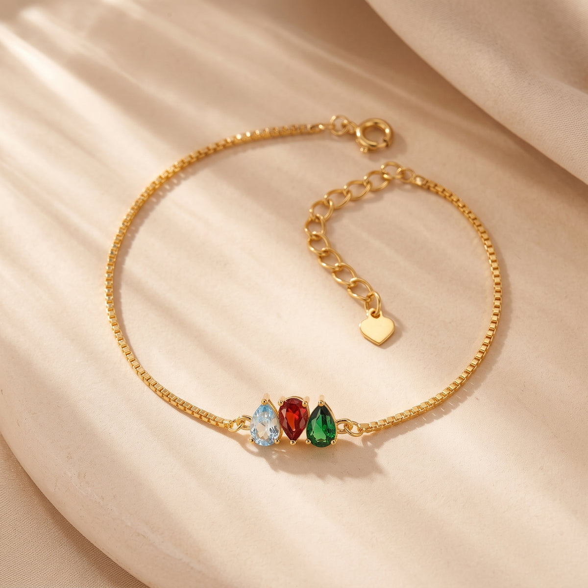Custom Family Tearshaped Birthstones Bracelet