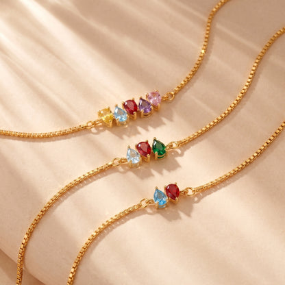 Custom Family Tearshaped Birthstones Bracelet