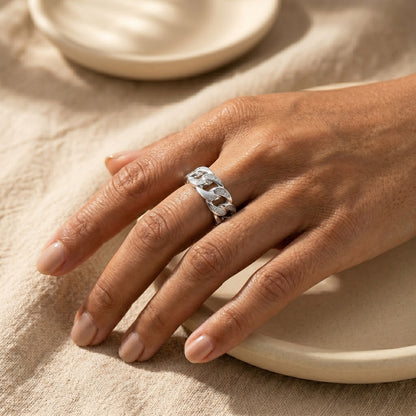 Sparkly Cuban Link Chain Ring