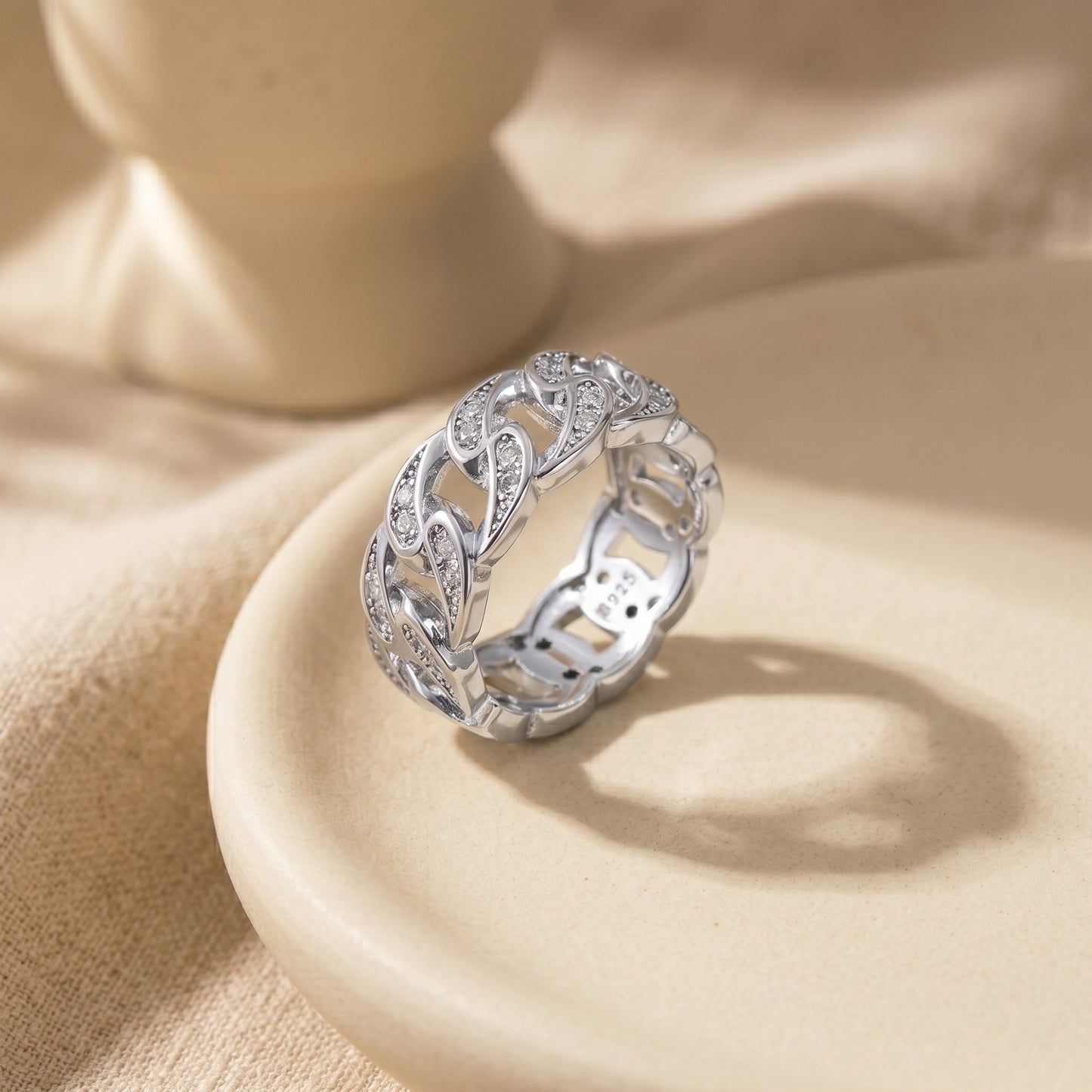 Sparkly Cuban Link Chain Ring