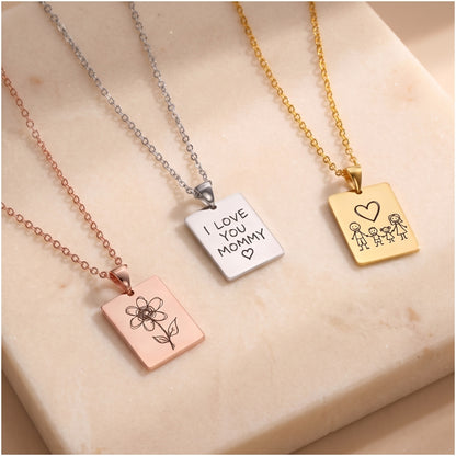 Kids drawing necklaces in rose gold, silver and gold