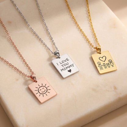 Kids drawing necklaces in rose gold, silver and gold