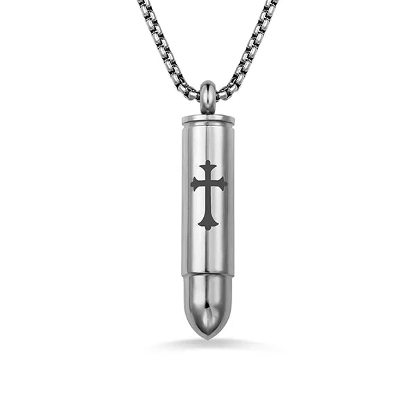 Cross Bullet Urn Necklace