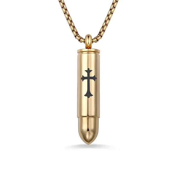 Cross Bullet Urn Necklace