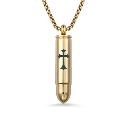 Cross Bullet Urn Necklace