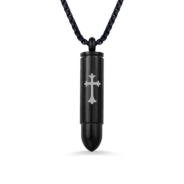 Cross Bullet Urn Necklace