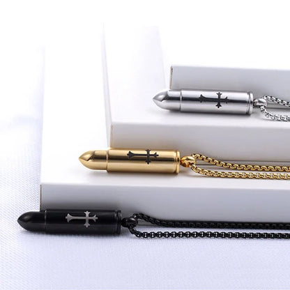 Cross Bullet Urn Necklace