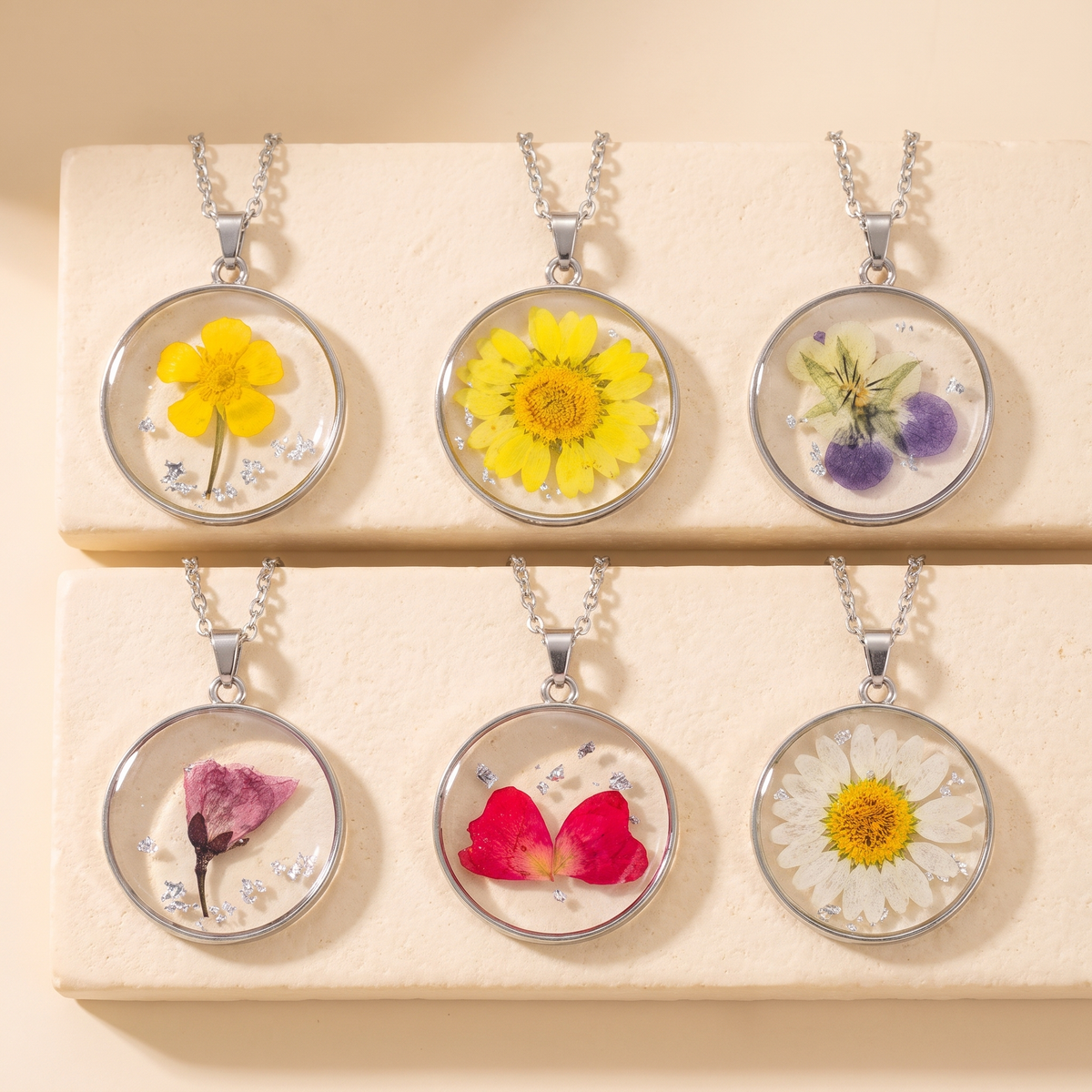 Personalized Resin Birth Flower Necklace